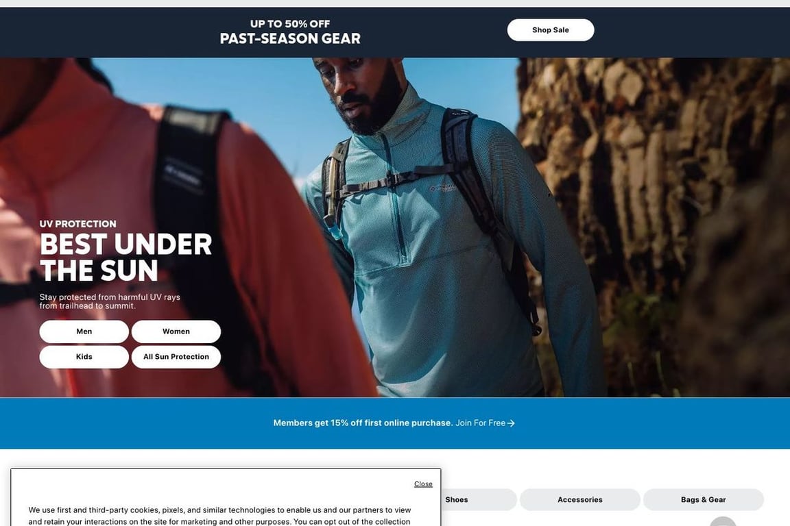 Columbia Sportswear homepage