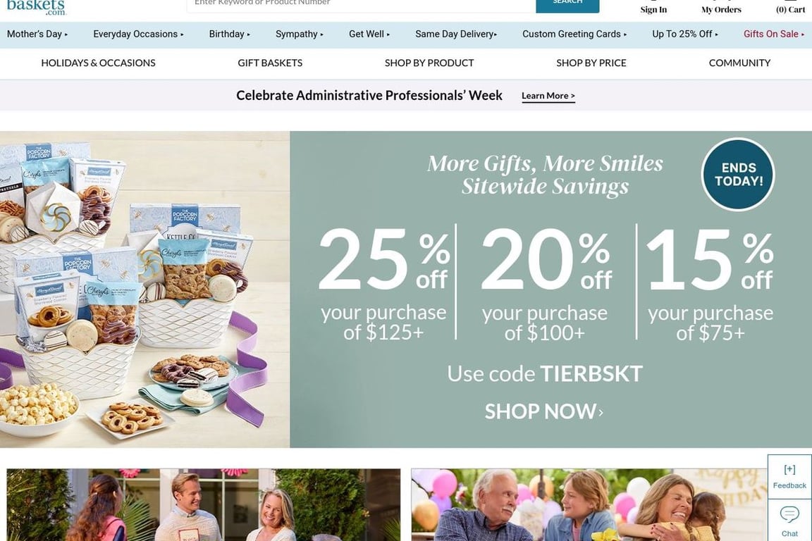 1-800Baskets.com homepage