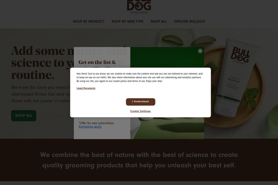 Bulldog Skincare homepage