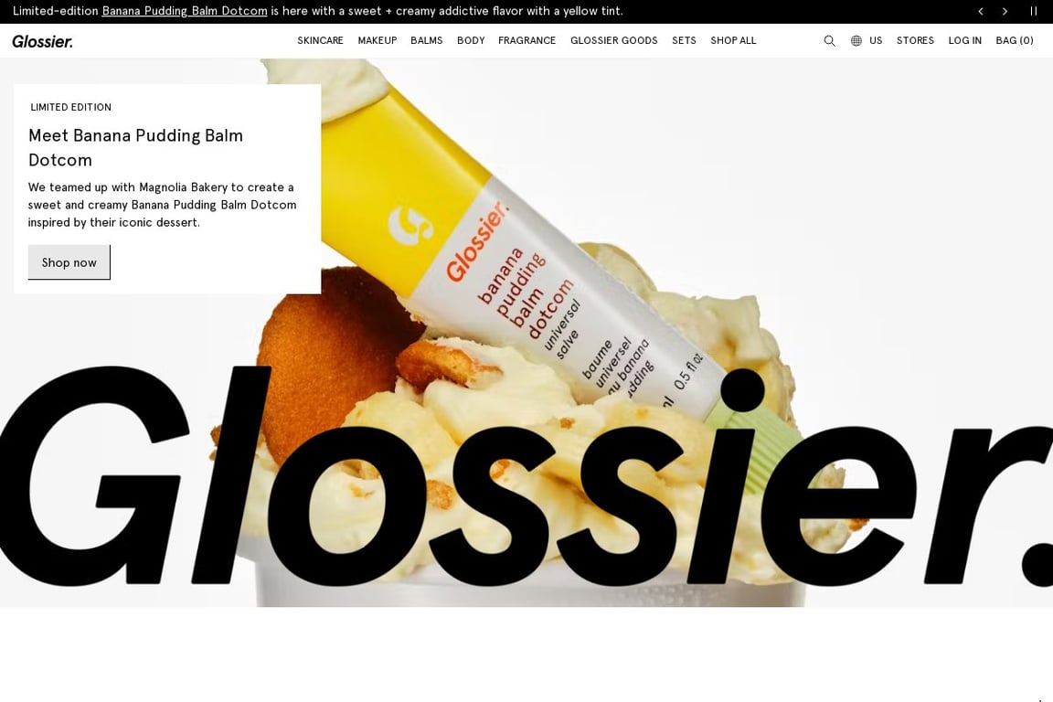 Glossier homepage
