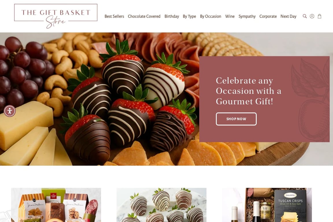The Gift Basket Store homepage