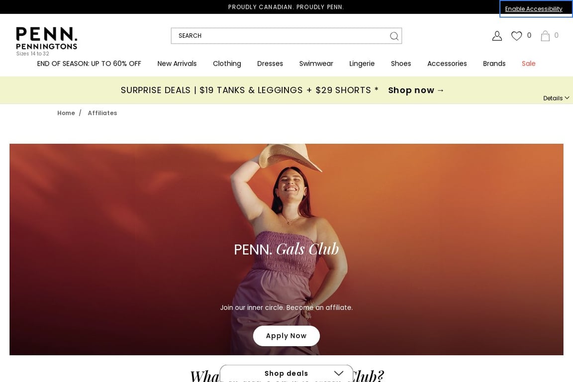 Penningtons Preferred affiliate program signup page