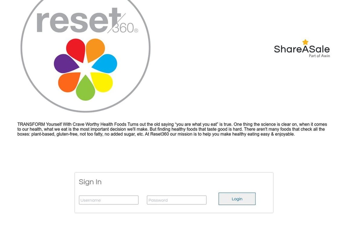 RESET360 affiliate program signup page