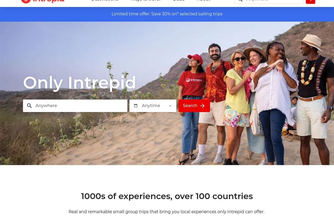 Intrepid Travel homepage