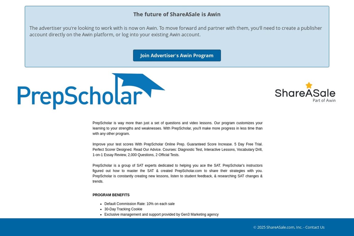 PrepScholar affiliate program signup page