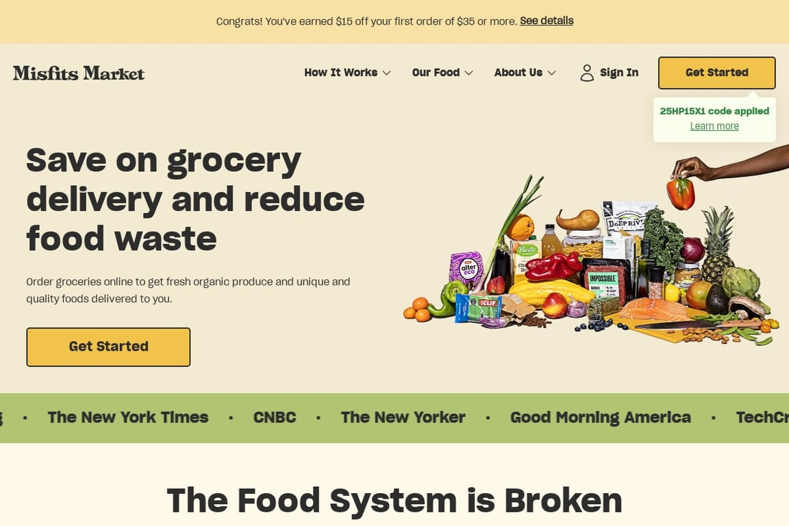 Misfits Market homepage