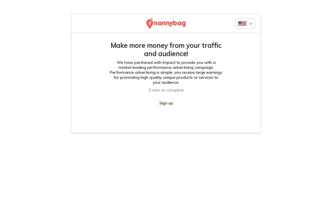Nanny Bag affiliate program signup page