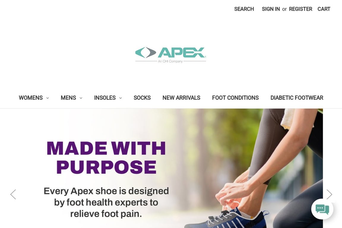 Apex Foot homepage