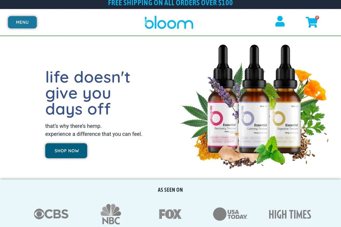 Bloom Hemp homepage