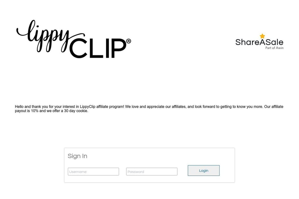 LippyClip affiliate program signup page