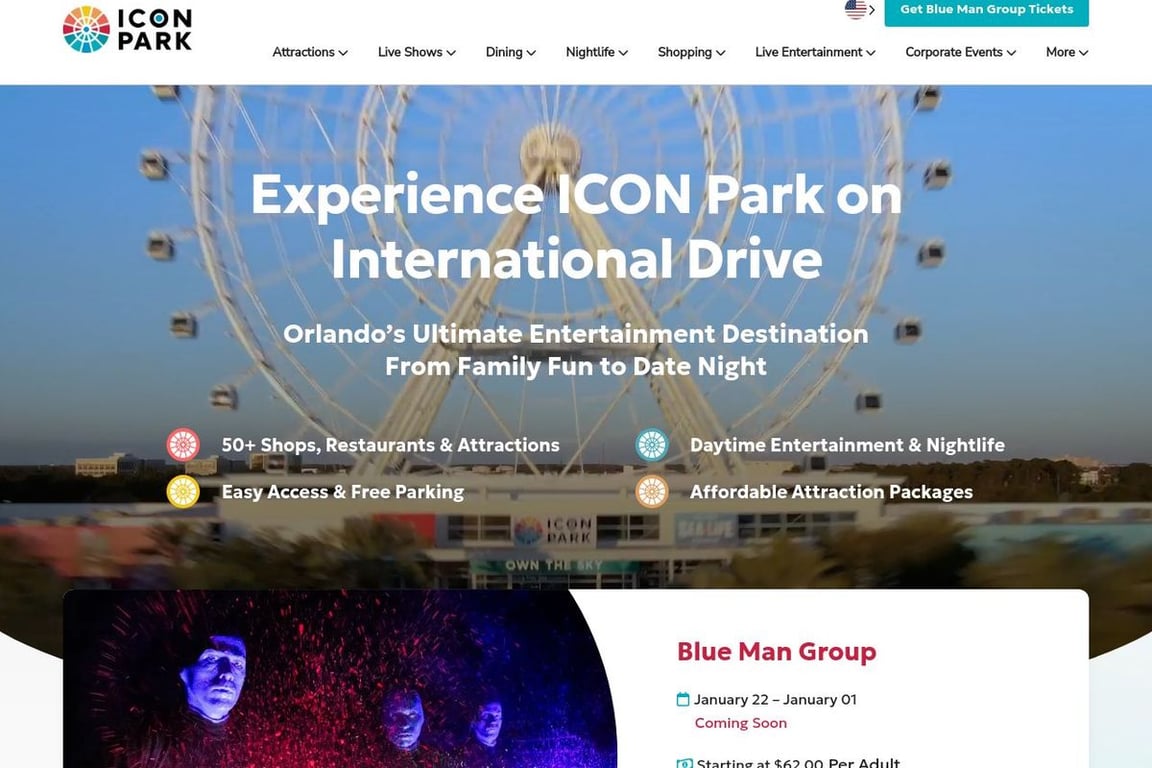 ICON Park homepage