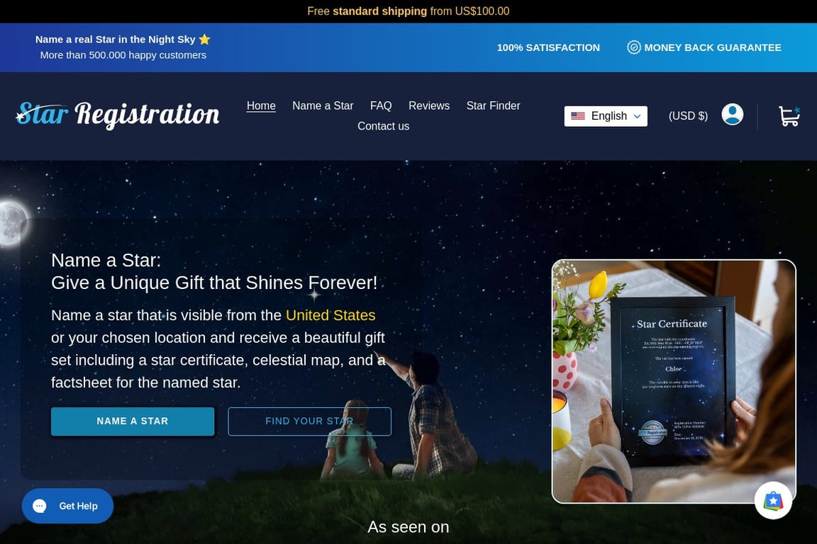 Star Registration homepage
