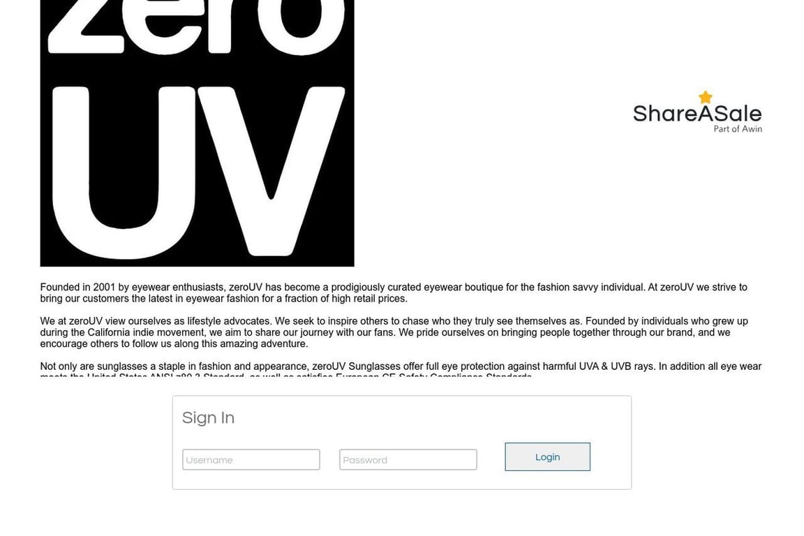 Zerouv affiliate program signup page