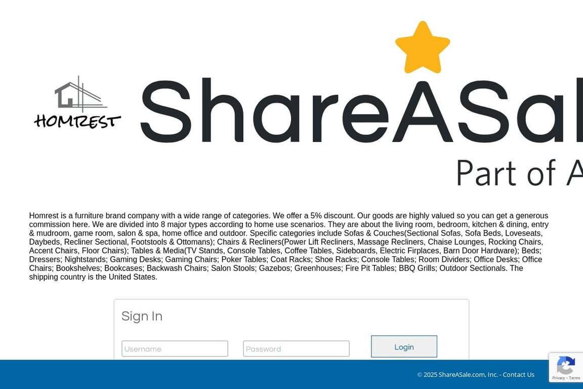 Homrest affiliate program signup page