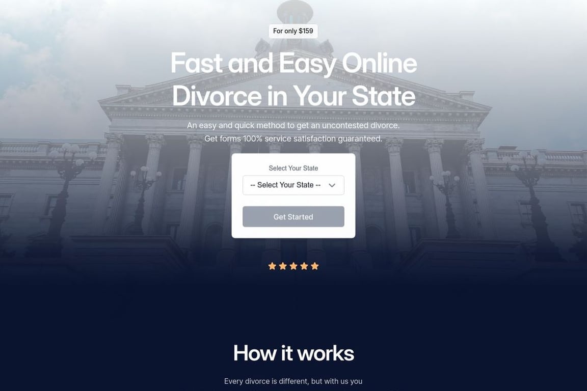 Online Divorce Assistance Services homepage