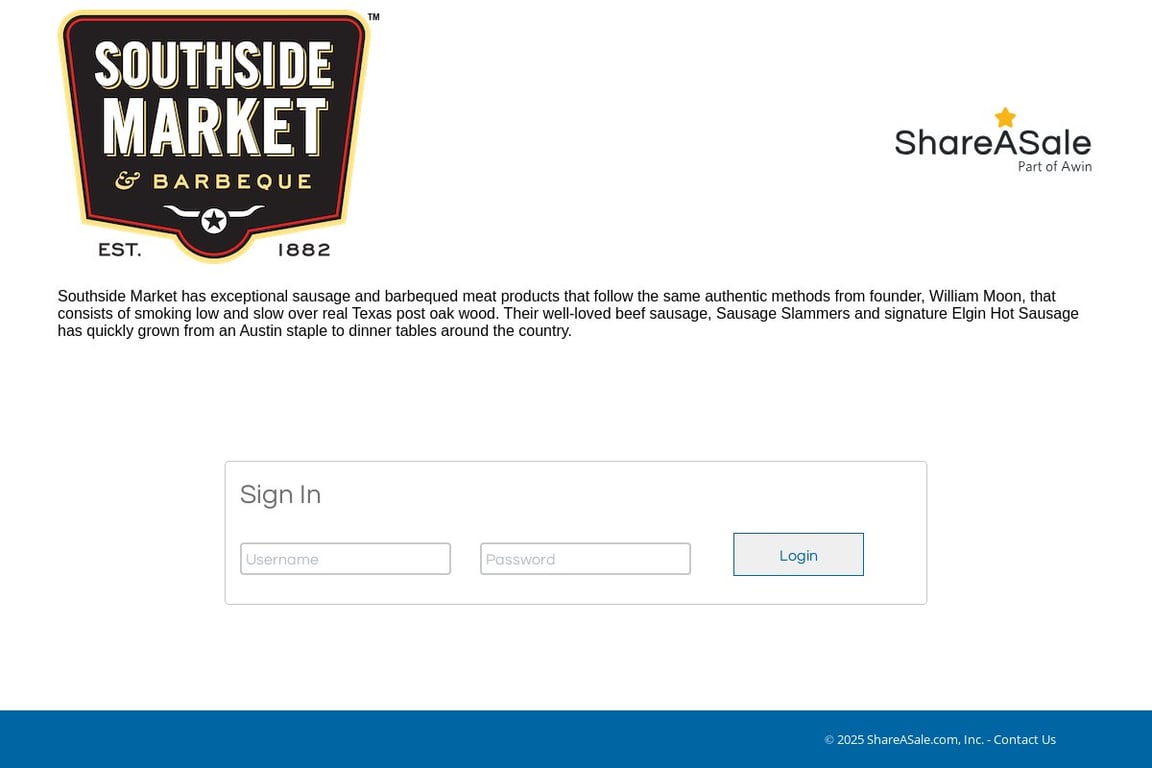 Southside Market & Barbeque affiliate program signup page