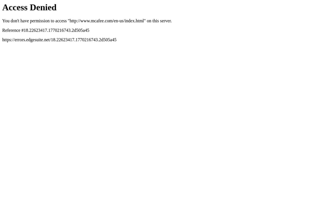 McAfee homepage
