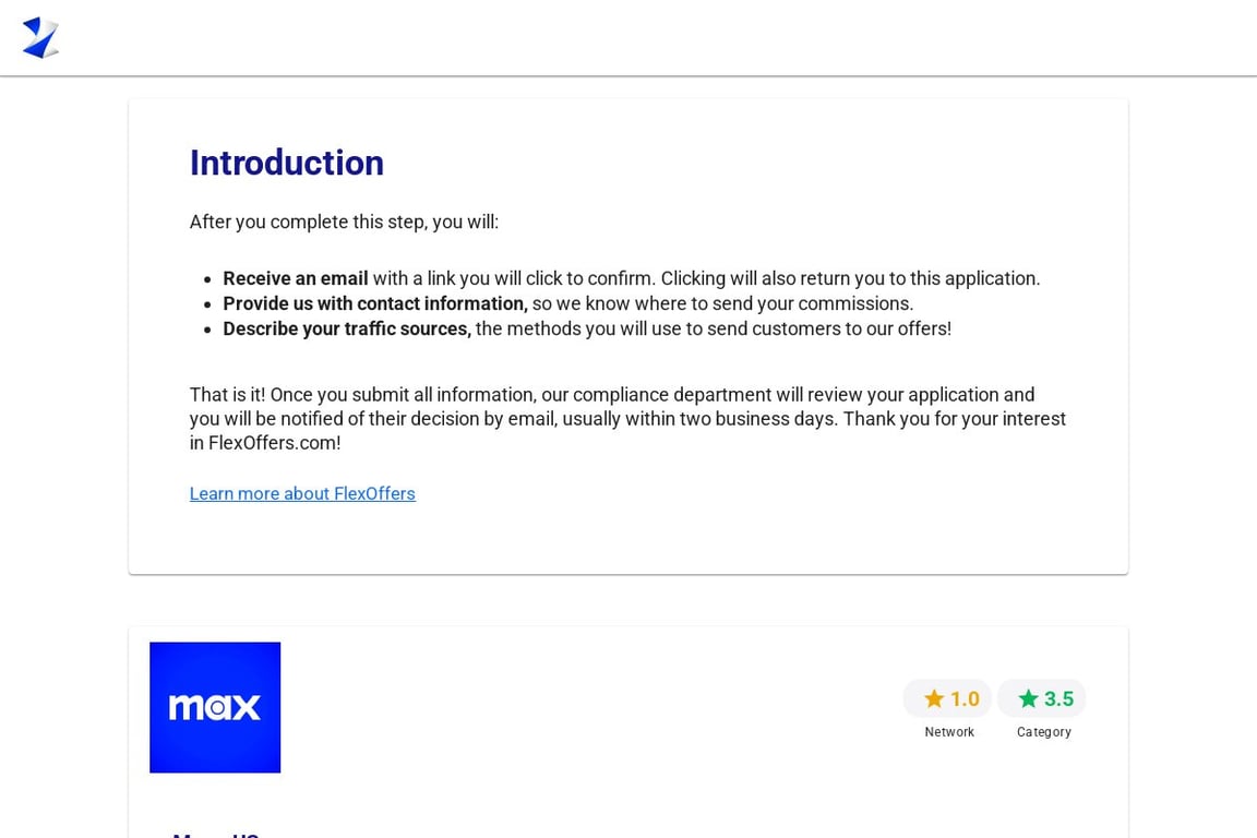 HBO Max affiliate program signup page