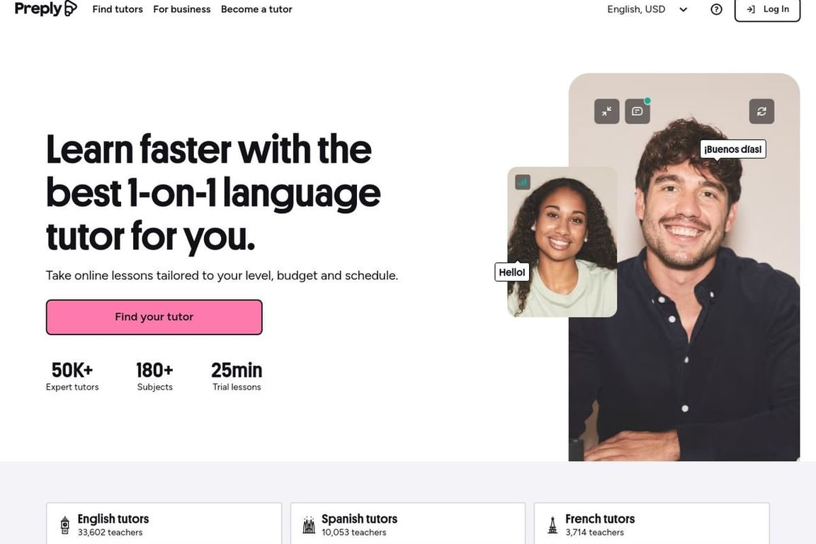 Preply homepage