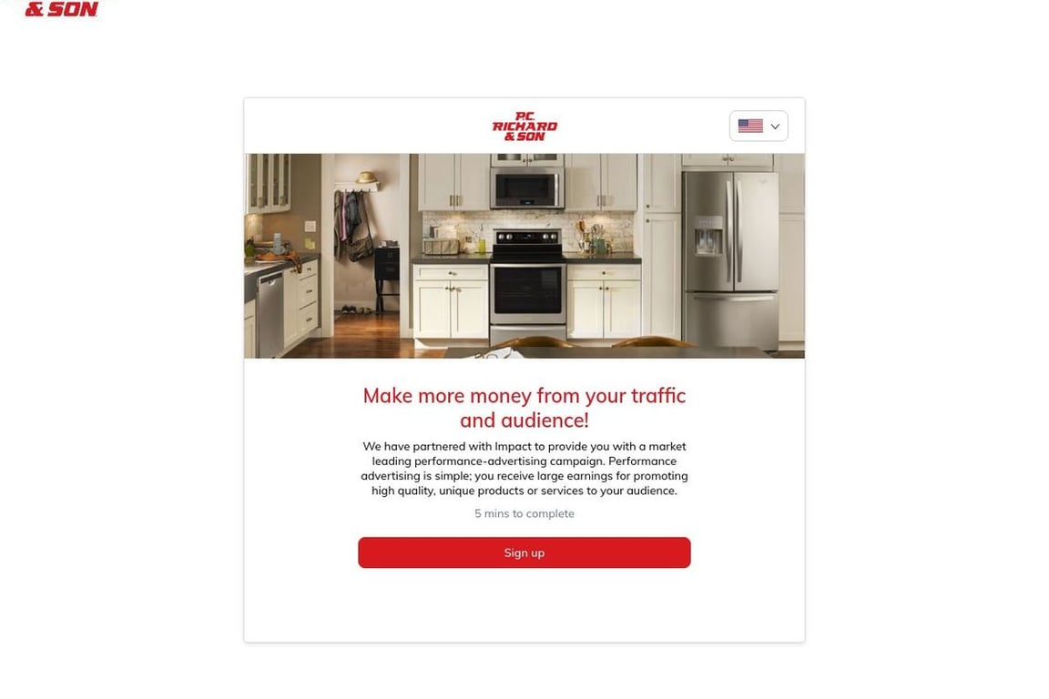 P.C. Richard & Son affiliate program signup page