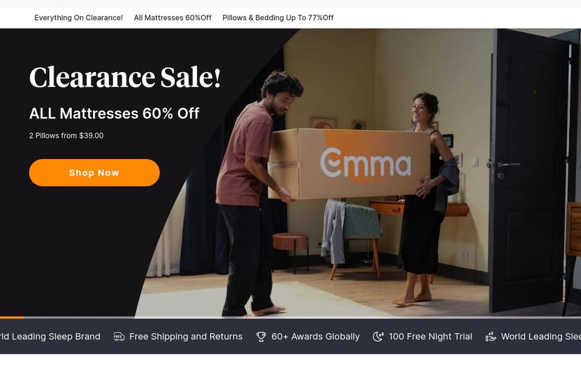 Emma Mattress homepage