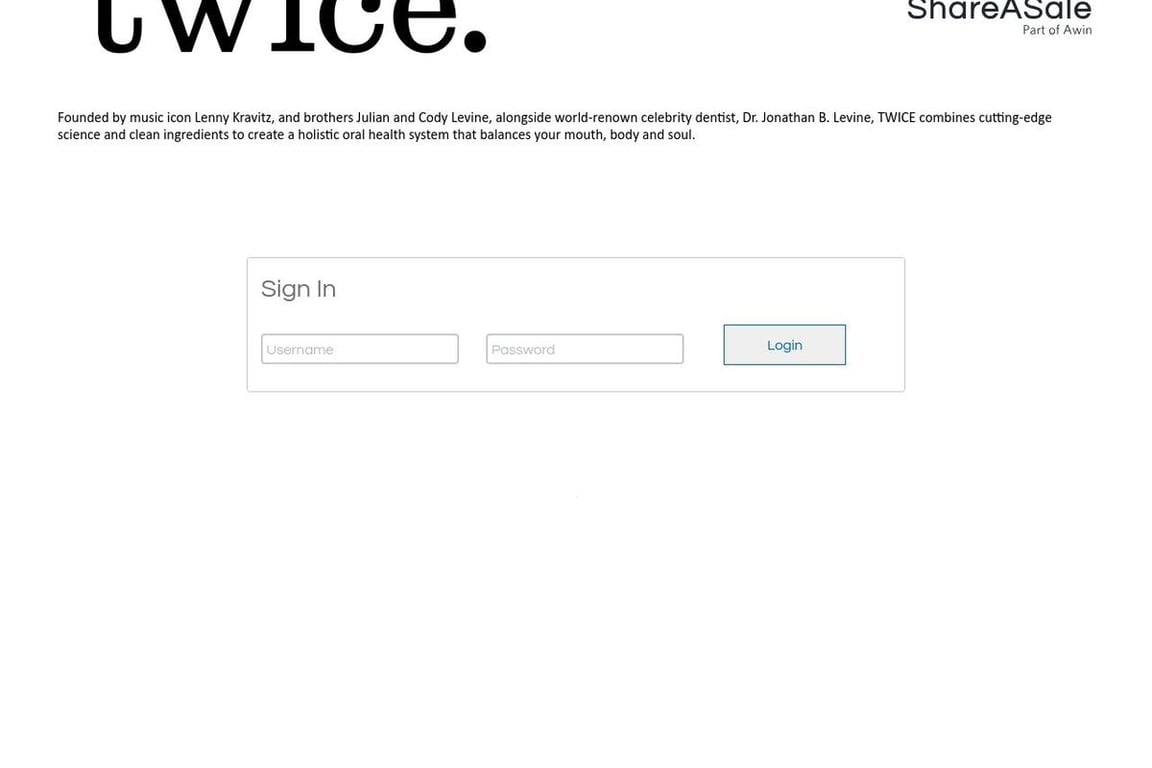 Twice affiliate program signup page
