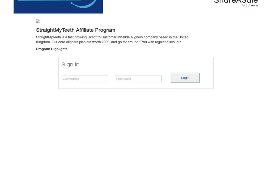 Straight My Teeth affiliate program signup page