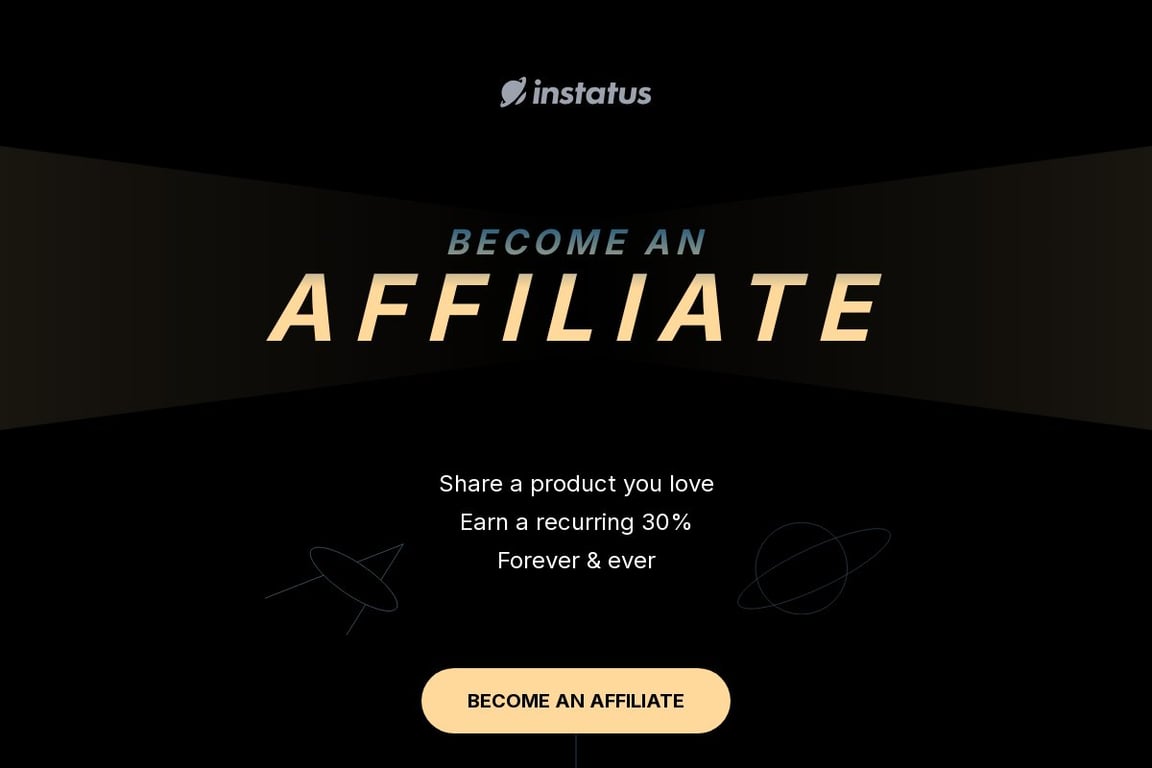 Instatus affiliate program signup page