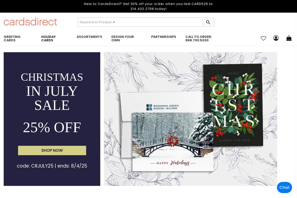 CardsDirect homepage
