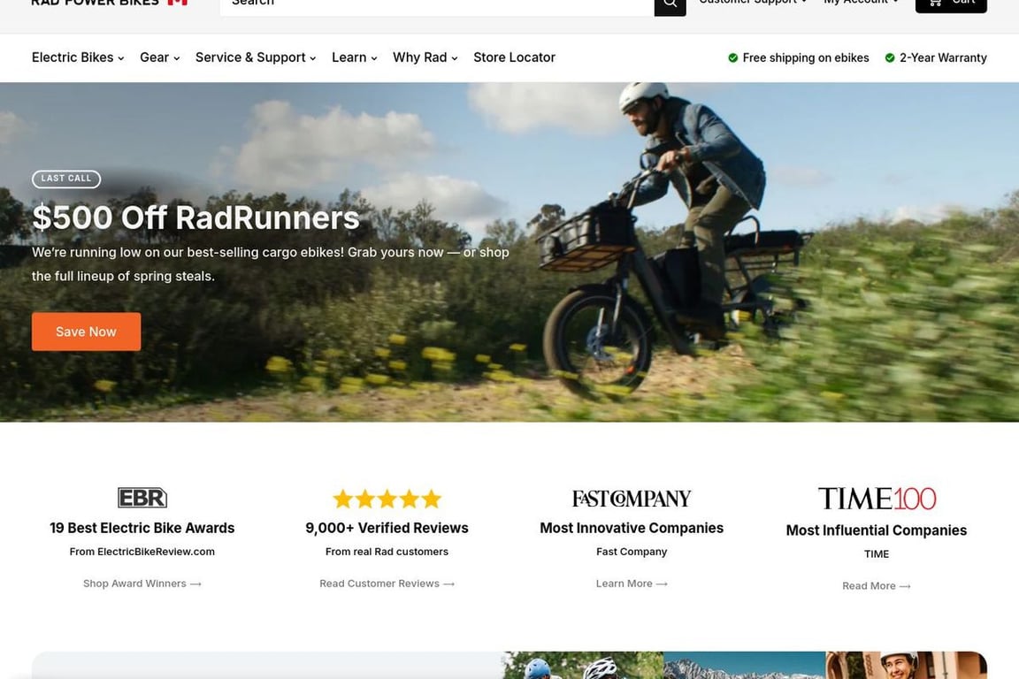 Rad Power Bikes CA homepage