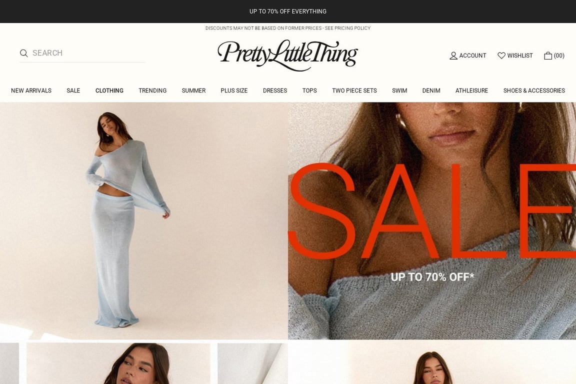 PrettyLittleThing homepage