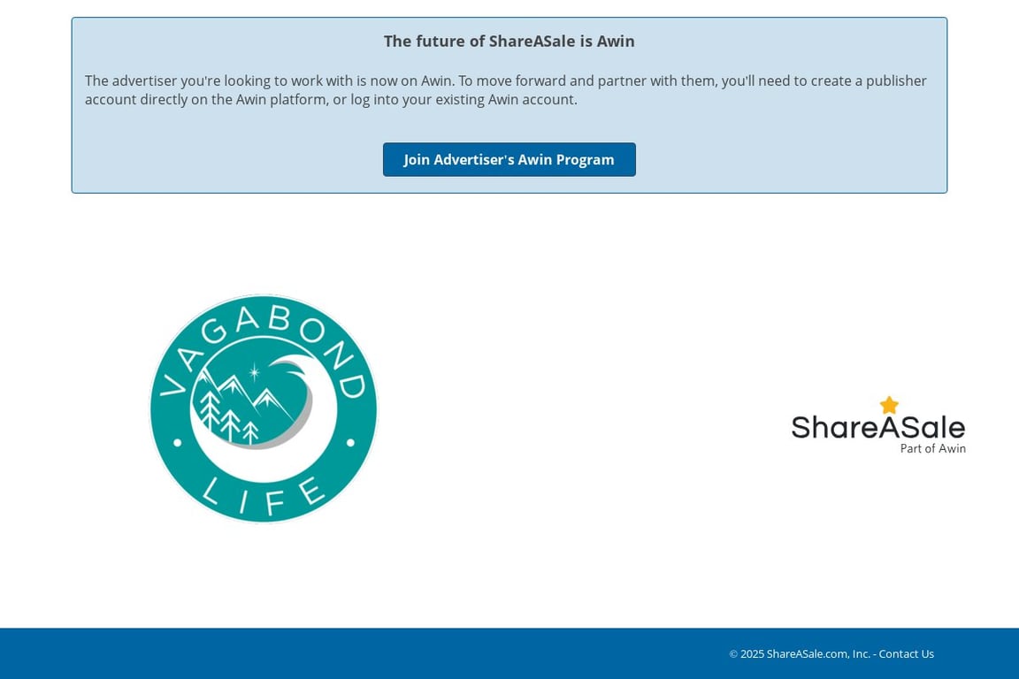 Vagabond Life affiliate program signup page