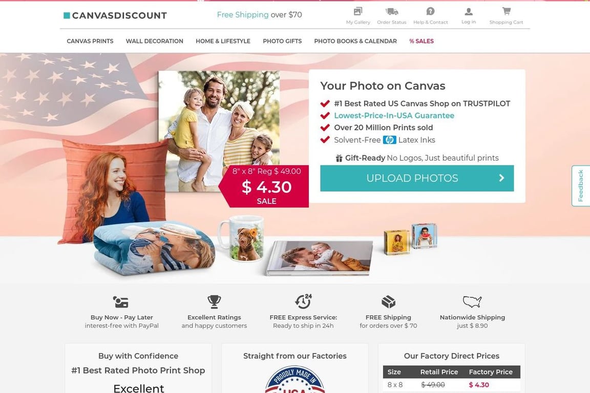 Canvasdiscount.com homepage