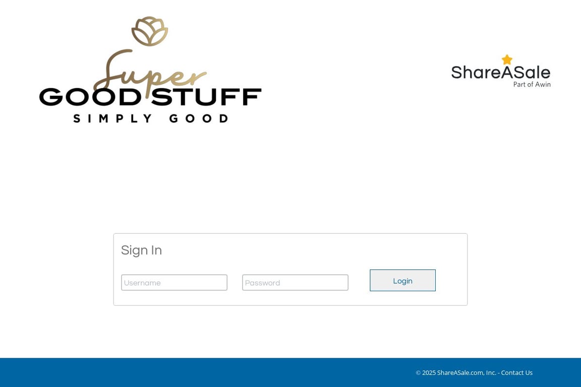 Super Good Stuff affiliate program signup page