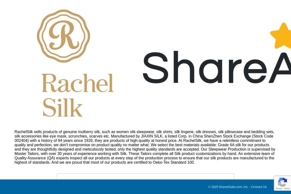 Rachel Silk affiliate program signup page