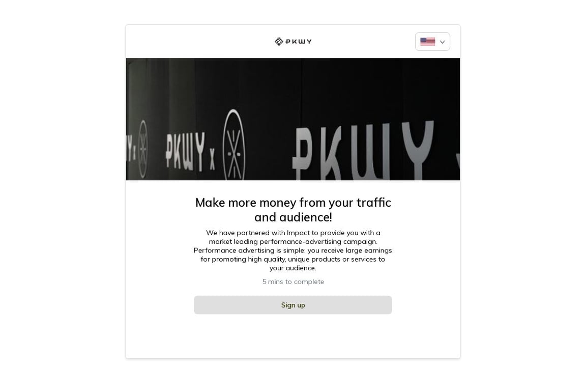 Pkwy affiliate program signup page