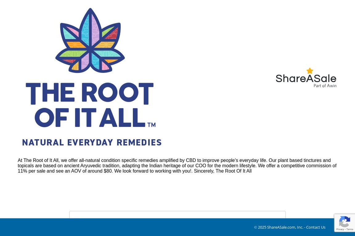 The Root of It All affiliate program signup page