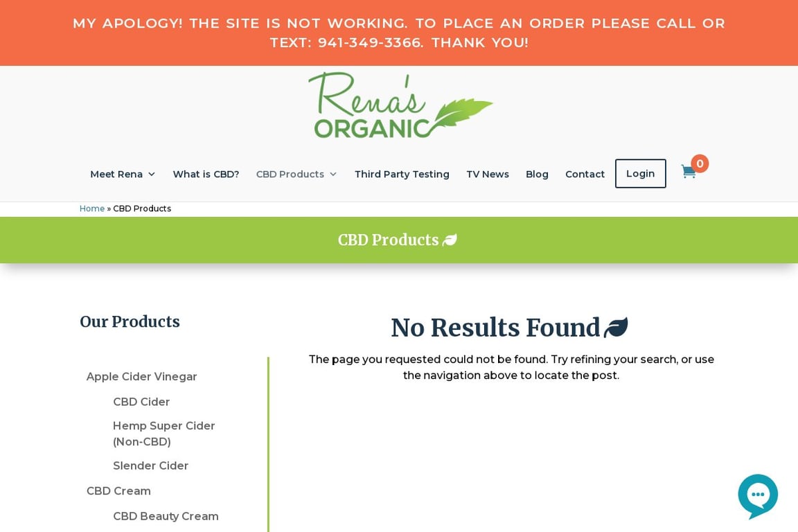 Rena’s Organic homepage