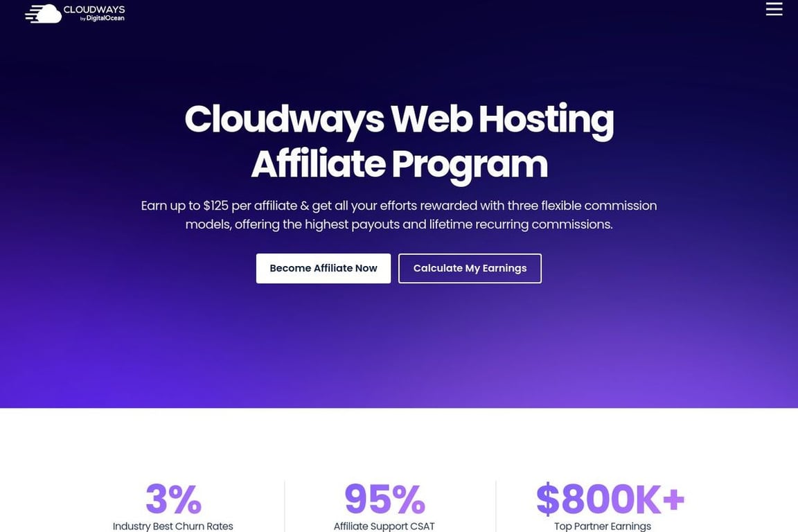 Cloudways affiliate program signup page