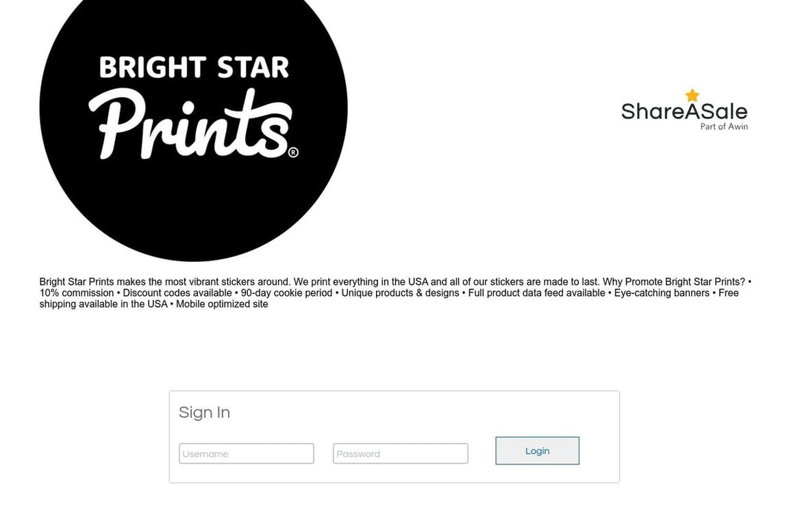 Bright Star Crafters affiliate program signup page