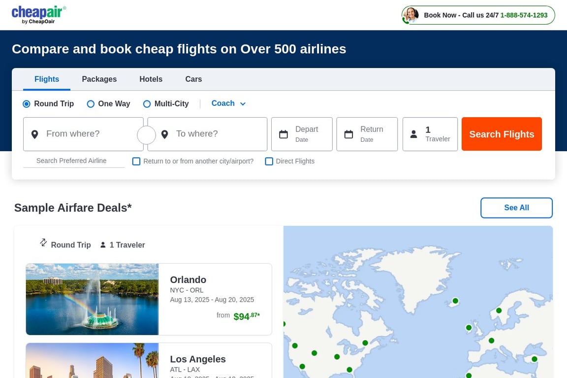 CheapAir.com homepage