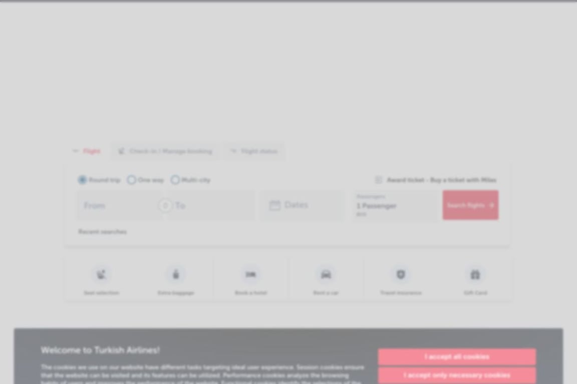 Turkish Airlines homepage