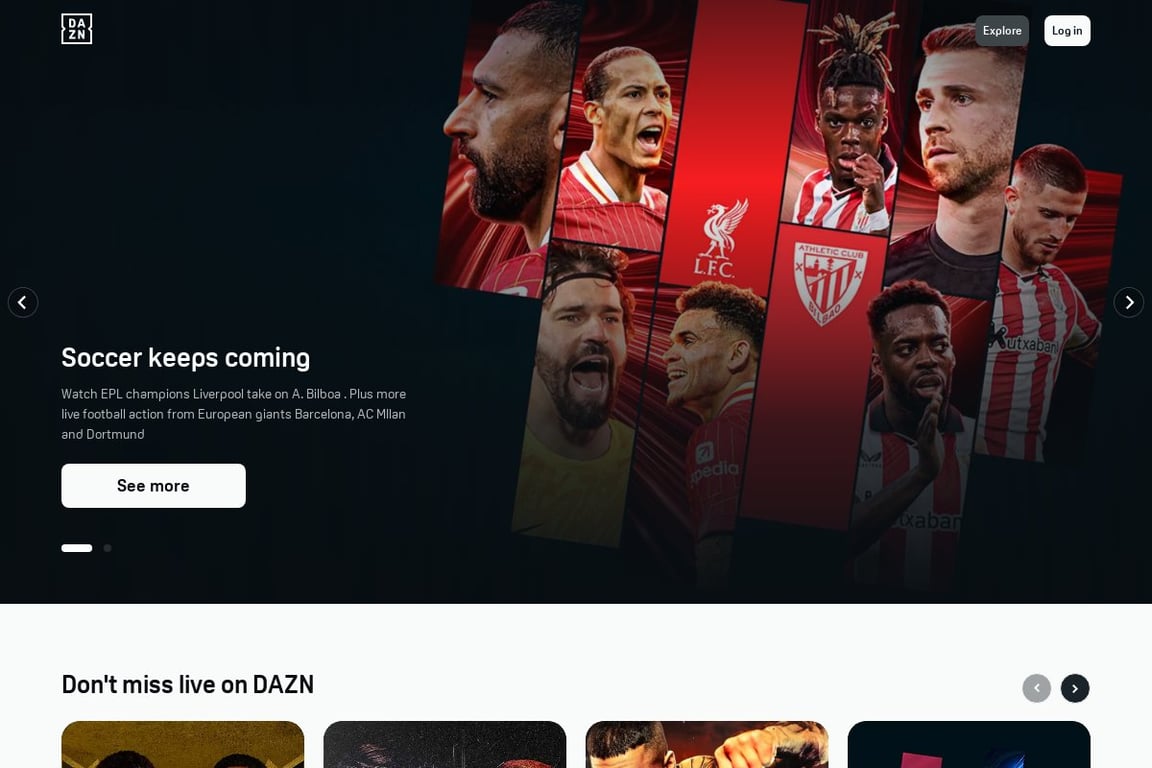 DAZN US homepage