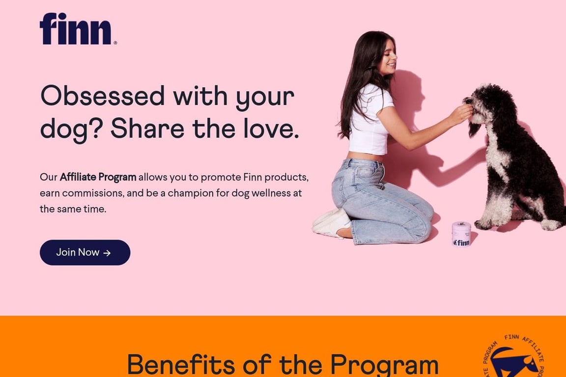 Finn affiliate program signup page
