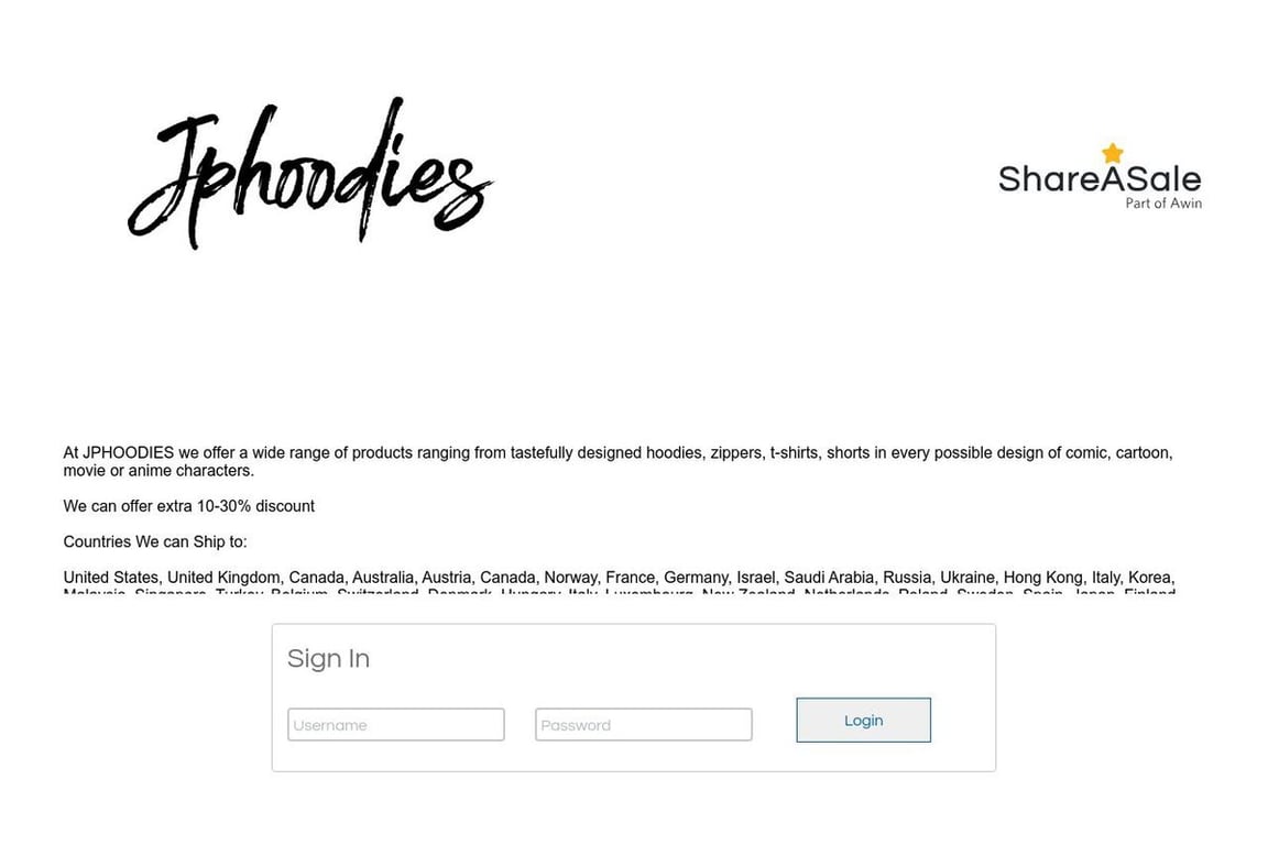 JPHOODIES affiliate program signup page