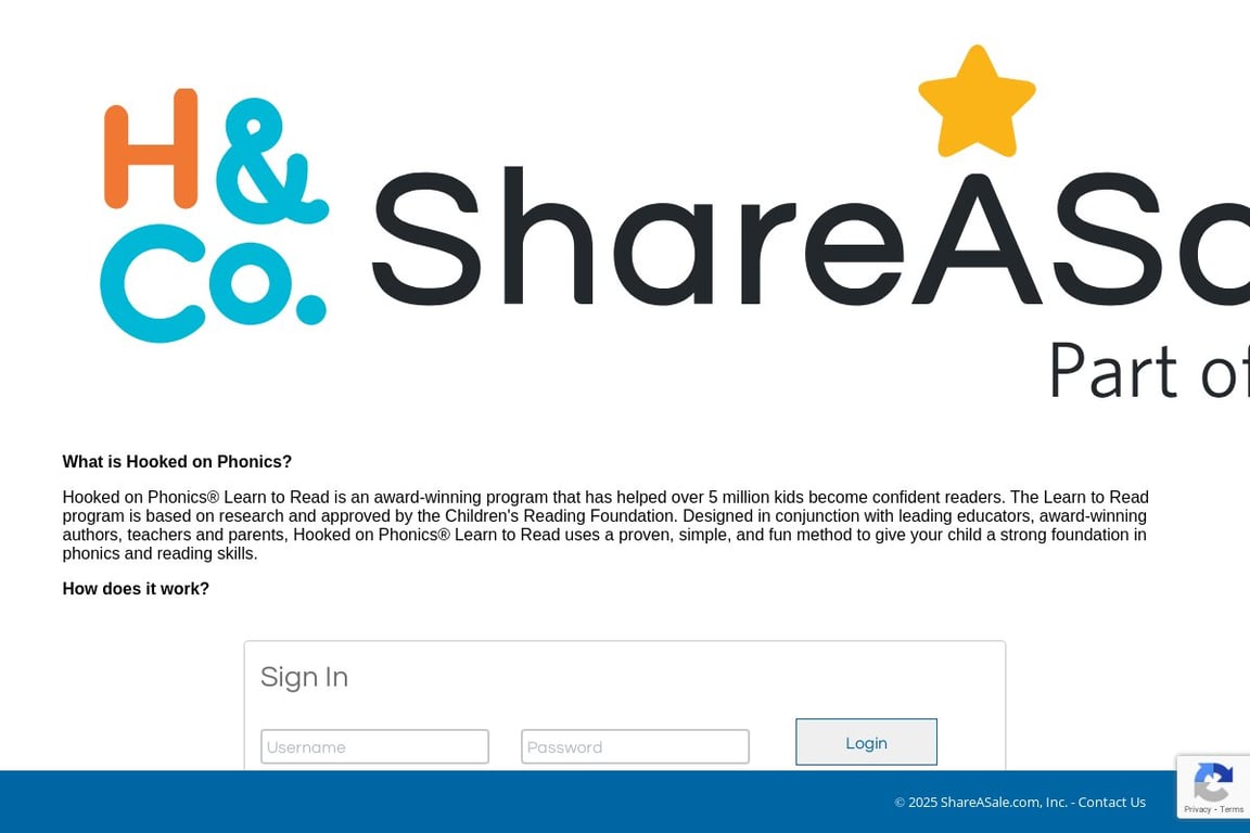 Hooked on Phonics affiliate program signup page