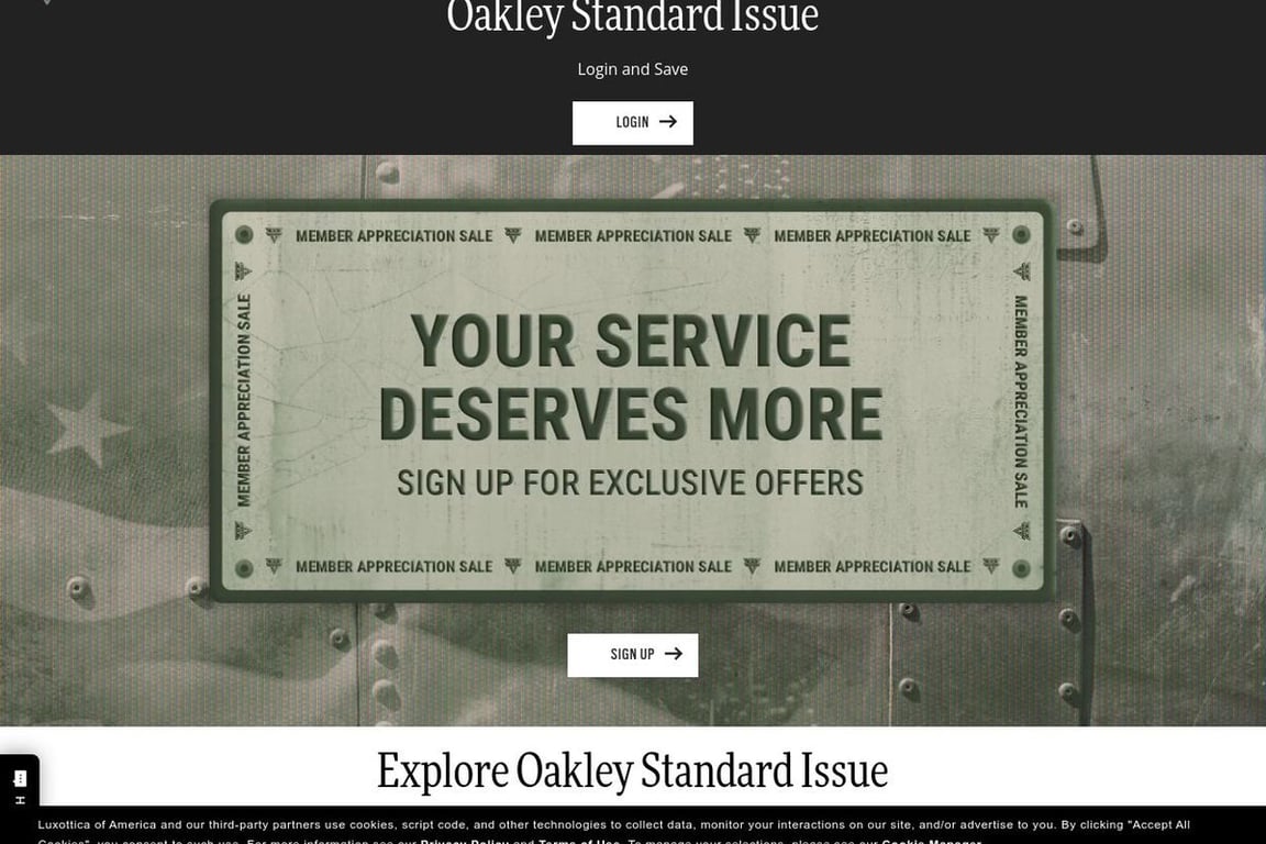 Oakley Standard Issue homepage