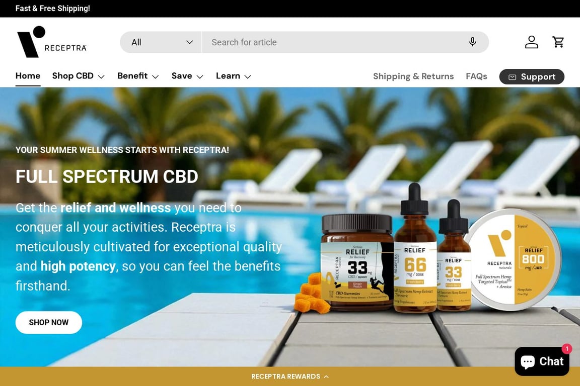 Receptra Naturals homepage