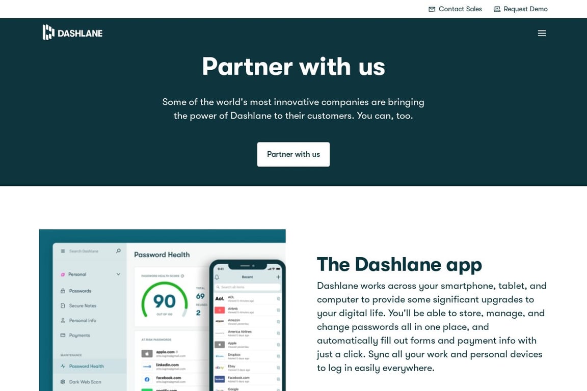 Dashlane affiliate program signup page