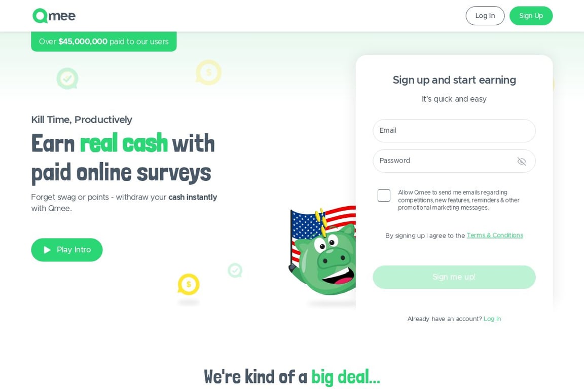 Qmee homepage